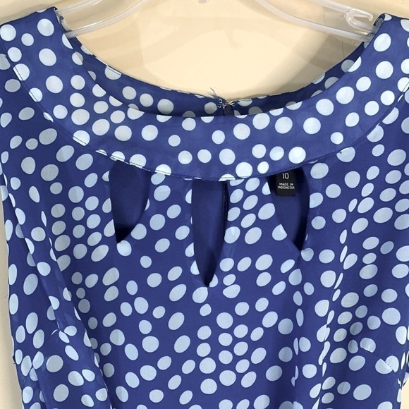 NEW Voir Voir Flowy Chiffon Sleeveless Dress Blue White Polka Dots Sz 10 - Picture 8 of 14